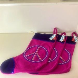 🎄2/$13🎄 (NEW) Old Navy Purple and Pink Peace Christmas Stocking with Tags